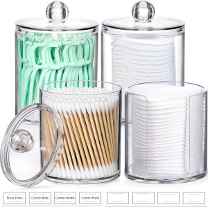 4 Pcs, Acrylic Qtip Holder Dispenser for Cotton Ba...