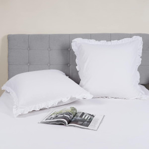 100% Washed Cotton Euro Shams with Ruffle, 2 Pack...