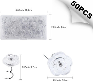 NEBURORA 50 Pieces Upholstery Twist Pins Clear Ros...