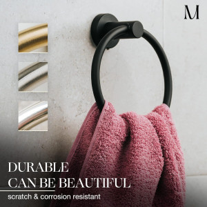 Marmolux Acc Matte Black Towel Ring - Hand Towel H...