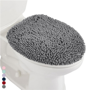 Gorilla Grip Soft Chenille Bathroom Toilet Lid Cov...