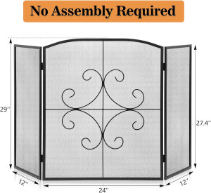 Gtongoko 3 Panel Fireplace Screen 48" W x 29" H Wr...