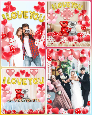 Valentines Balloon Kit Decor with I Love You Ballo...