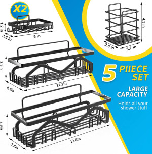 Coraje Bathroom Shelf Organizer [5-Pack] - Adhesiv...