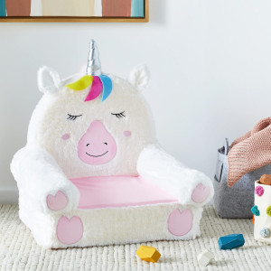 Amazon Basics Children's Plush Chair, Unicorn, Med...