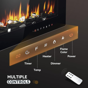 EUHOMY 60 Inch Electric Fireplace Wall Recessed an...