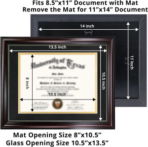 GraduationMall 8.5x11 Diploma Frame with Black ove...