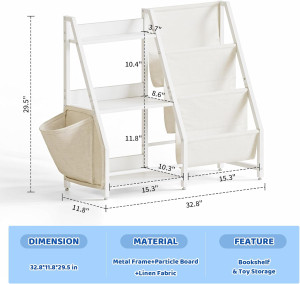 Kids Bookshelf and Toy Organizer, 3 Tier Bookshelf...
