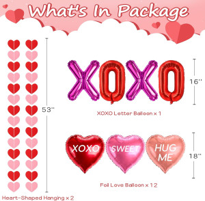 18 Pcs Valentines Galentines Day Decorations, XOXO...