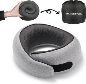 WANDER PLUS® Travel Pillow, 100% Pure Memory Foam...