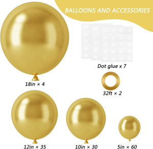 RUBFAC 129pcs Metallic Gold Balloons Latex Balloon...