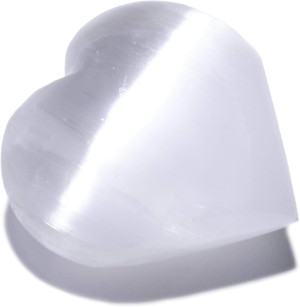 KALIFANO Selenite Heart Worry Stone with Healing &...