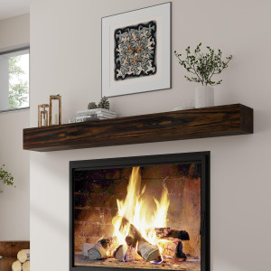 Fireplace Mantel | 60" W Wood Floating Shelves | H...
