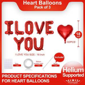 Red Heart Shaped Balloons Red I LOVE YOU Valentine...
