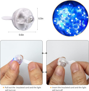 Aogist 100 Pcs Blue LED Balloon Light, LED Round B...