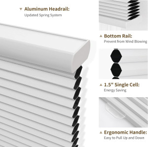 Joydeco Cellular Shades Cordless, 35 Inch Wide Bla...