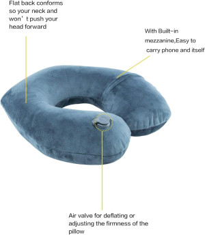Inflatable Travel Neck Pillow for Airplane Train C...