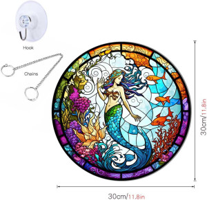 Mermaid Stained Acrylic Window Hanging, Acrylic Me...