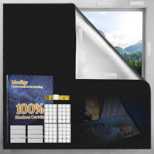 100% Blackout Curtains, No Drill Blackout Shades (...