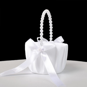 Wedding Flower Girl Baskets with Pearl Handle, Sat...