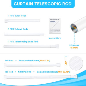 White Tension Curtain Rod for Windows 28 to 48 inc...