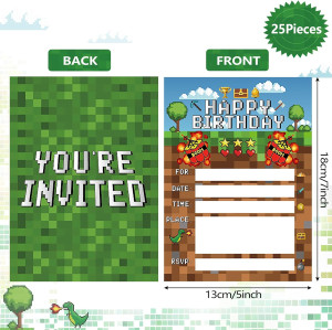 25 Pieces Pixel Video Birthday Party Supplies Game...