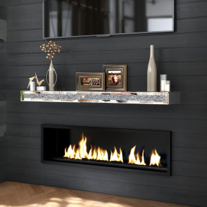 Fireplace Mantel, 47" Glass Mirrored Floating Mant...