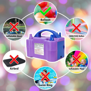 Electric Air Balloon Pump, Portable Dual Nozzle El...