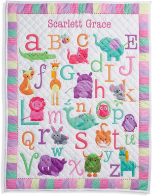 Personalized Planet Pastel Color Girl's ABC Quilt...
