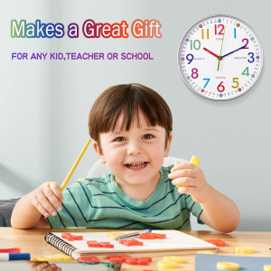 Wall Clock for Kids Learning to Tell Time, 12 Inch...