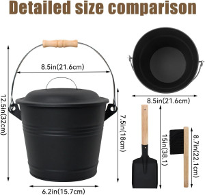 BRIAN & DANY Mini Ash Bucket with Lid and Shovel,...