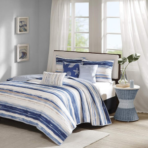 Madison Park Quilt Set Cottage Coastal Design, 6 P...