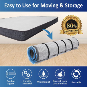 Queen/Full/Full-XL Foam Mattress Vacuum Bag with B...