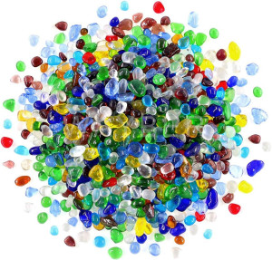 Rainbow Glass Stones, 1Lb/460g Irregular Sea Glass...
