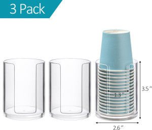 3 Pack Bathroom Cup Dispenser 3 oz Countertop Stor...