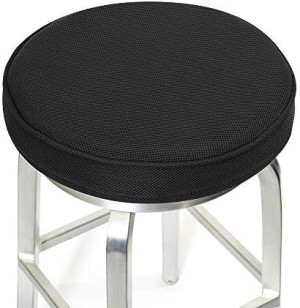 Shinnwa Bar Stool Cushions, Memory Foam Round Bar Stool Covers with Non-Slip Backing and Elastic Band, 14", Black