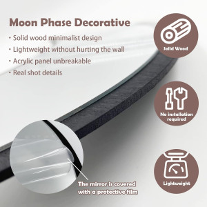 Moon Phase Mirror Set, 5pcs Boho Moon Wall Decor f...