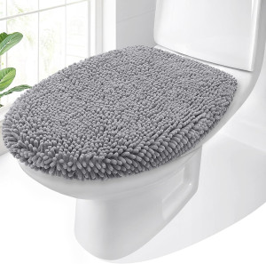 OLANLY Soft Chenille Bathroom Toilet Lid Cover, Ma...
