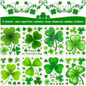 St Patricks Day Window Clings, Shamrock Stickers f...