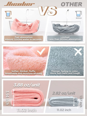 Hicober Microfiber Hair Towel, 3 Packs Hair Turban...