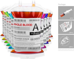 WYNK Blood Bags for Drinks, 10 IV Bags for Hallowe...
