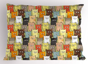 Ambesonne Cats Pillow Sham, Funny Colorful Graphic...