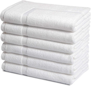 Amazon Basics Premium 100% Cotton Absorbent, Soft Bath Towel Mat Set, Machine Washable, Pack of 6, 684 GSM, White, 30" x 20" (Previously AmazonCommercial brand)