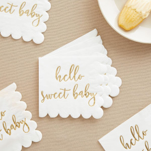 Juvale 50 Pack White Scalloped Baby Shower Napkins...