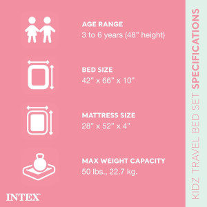 Intex Kids Travel Air Mattress Inflatable Bed with...