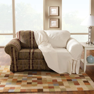 SureFit Duck Cotton Loveseat Box Cushion Slipcover...