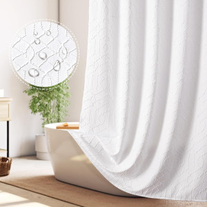 OWENIE White Shower Curtain for Bathroom, 3D Embos...