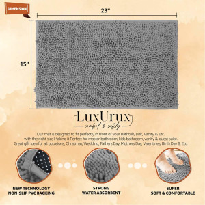 LuxUrux Bath Mat, Extra-Soft Plush Non-Slip Bathro...