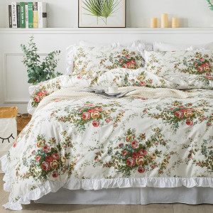 FADFAY Floral Duvet Cover Set King/Cal King（102×9...
