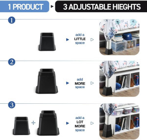 Adjustable Stackable Bed Frame Risers for Elevatio...